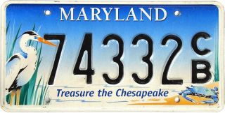 Maryland Treasure The Chesapeake License Plate Heron Crab Wildlife Bird Random