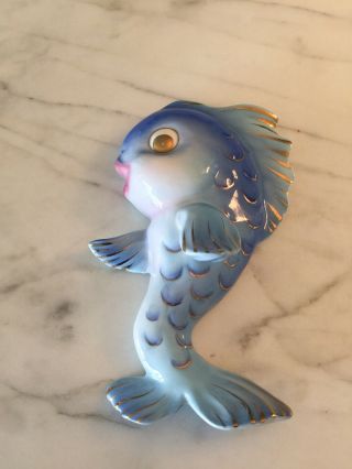 Vintage Lefton Ceramic Fish Wall Plaque Figurine