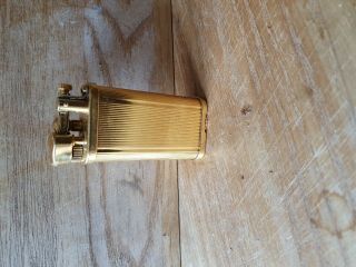 Dunhill Unique Lighter Gold Plated With Vertical Line Pattern
