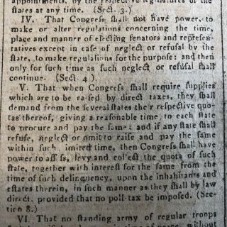 1788 newspaper PENNSYLVANIA CONGRESS CALLS FOR BILL OF RIGHTS to Constitution 9