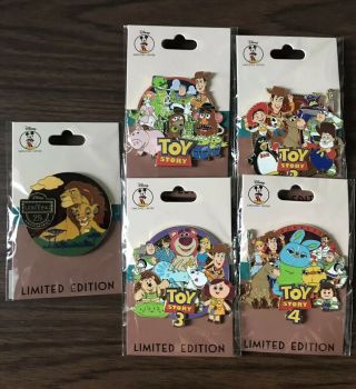 Disney Employee Center Toy Story Cluster Complete Pin Set,  25th Lion King Pin