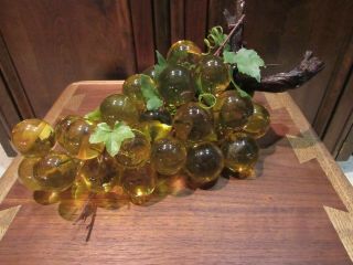 Large Vintage Lucite Acrylic Amber Yellow Cluster of Grapes MCM 2