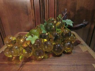 Large Vintage Lucite Acrylic Amber Yellow Cluster of Grapes MCM 4