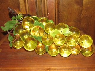 Large Vintage Lucite Acrylic Amber Yellow Cluster of Grapes MCM 5