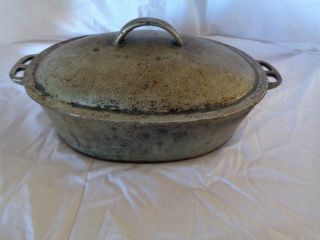 Rare Wagner No.  3 Cast Iron Oval Roaster With Lid In Great Shape
