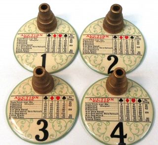 Set Of 4 Large & Early Bridge Markers Celluloid