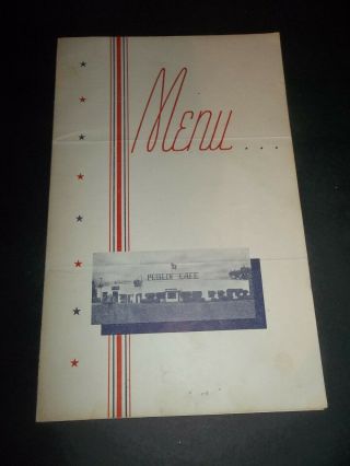 Publix Cafe Menu 1944 Kendallville Indiana