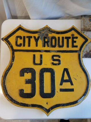 US 30 Lincoln highway City route road Sign shield embossed Metal 16 