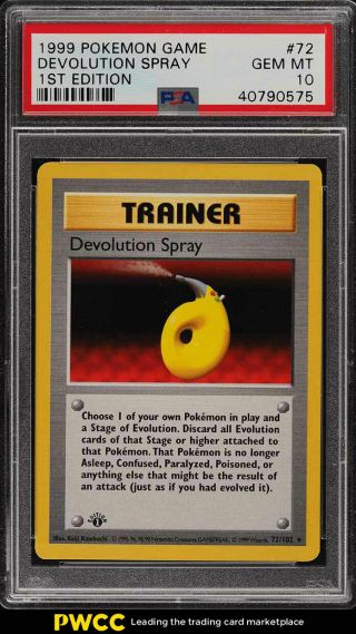 1999 Pokemon Game 1st Edition Devolution Spray 72 Psa 10 Gem (pwcc)