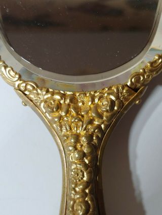 Antique Circa 1900 Wedgwood EMBOSSED Porcelain Vanity Hand Mirror Cherubs Doves 8