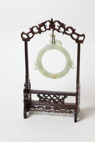 Chinese Carved Jade Sculpture With Hanging Stand,  China