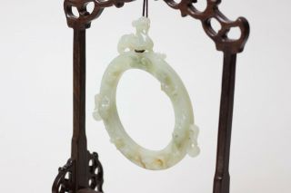 Chinese carved jade sculpture with hanging stand,  China 4