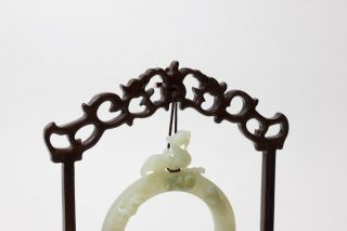 Chinese carved jade sculpture with hanging stand,  China 5