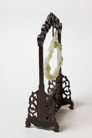 Chinese carved jade sculpture with hanging stand,  China 6