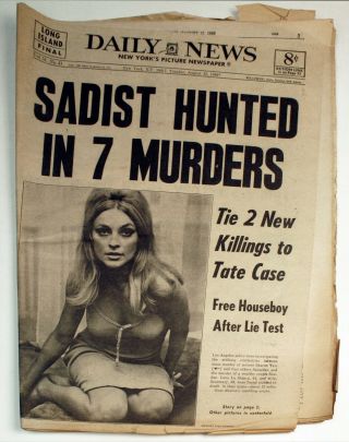 Vintage Complete Daily News Newspaper - Aug 12,  69 - Sadist Hunted Sharon Tate - Lldn