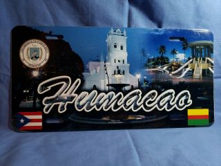Puerto Rico Beauitful Tablilla De Humacao Town Plaze Scene Aluminum Lic.  Plate