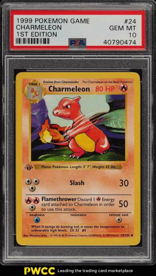 1999 Pokemon Game 1st Edition Charmeleon 24 Psa 10 Gem (pwcc)