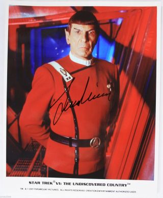 Leonard Nimoy Autographed 8 " X10 Photo - Spock - Star Trek Vi: The Undiscovered C