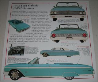 1962 Ford Galaxie 500 Xl Sunliner Convertible Car Print (blue,  No Top)
