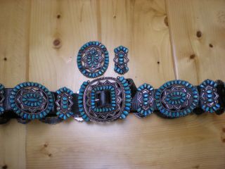 Very Early Victor Moses Begay Turquoise Concho Belt Old Pawn Silver Navajo