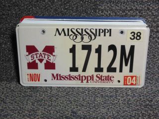 1712 M = November 2004 Mississippi State University License Plate