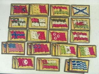 (26) Vintage Early 1900s Tobacco Country Flag Cloth Patches (19) Different