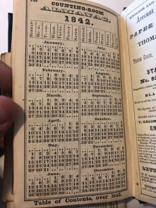 Antique 1842 Boston Massachusetts Almanac City Directory Book EB - 1 5