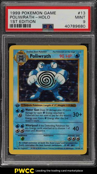 1999 Pokemon Game 1st Edition Holo Poliwrath 13 Psa 9 (pwcc)