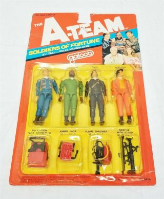 A - Team 1983 Galoob Soldiers Of Fortune 4 Figure Set W Accessories - Moc