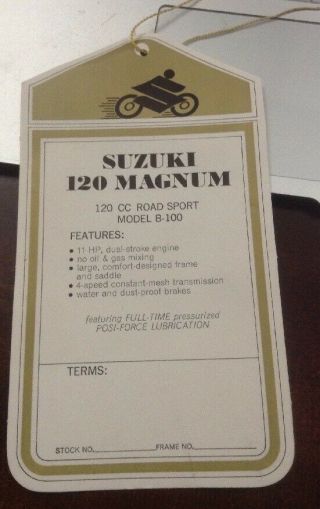 Suzuki 120 Magnum 120 Cc Road Sport Dealership Showroom Price Tag