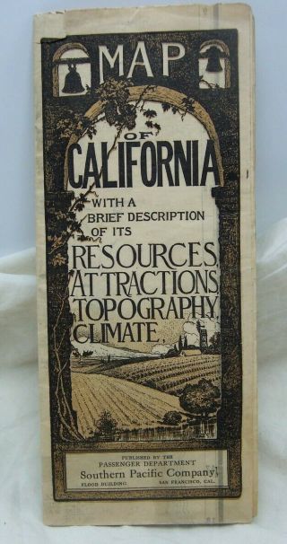 1907 Map Of California Southern Pacific Railroad Resources & Travel Brochure