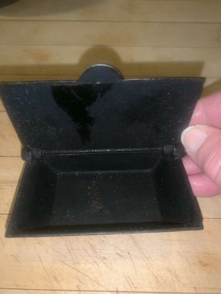 Antique Self Closing Cast Iron Match Safe Box Holder Pat.  Dec.  20.  1864 Haven 2