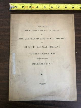 1914 Cleveland Cincinnati Chicago St Louis Railway Co.  26th Annual Report Map
