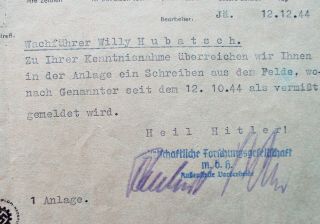 Secret Research Center Wifo - Letter Of 1944 - Missing Ss Guard
