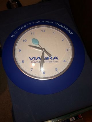 Viagra Wall Clock Drug Rep Pharmaceuticals Promo Item Blue12.  5 " ”