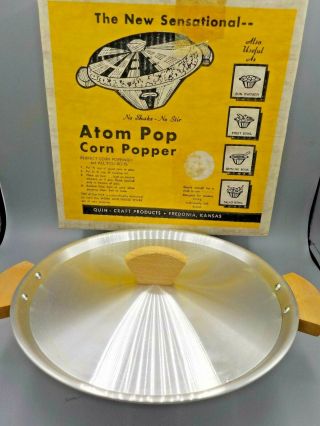 Vtg Mid Century Modern Atom Pop Popcorn Popper W/box Serving Bowl W/lid Exc
