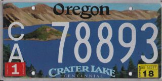 Oregon Crater Lake Centennial License Plate, .