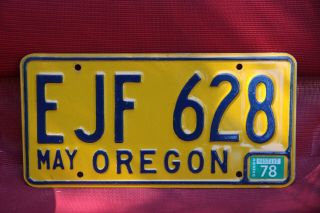 1978 Oregon License Plate 1975 Base Plate W/ 
