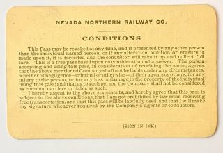 1914 Nevada Northern Railway Co.  annual pass J M Davis D C Jackling 2