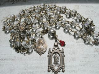 Rosary " Mary Magdalene " Ab Czech Crystals Antique Bronze 28 " & Surprise Gift