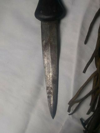 Circa 1800 ' s Native American Indian Dag Knife Dagger W/ Parfleche Rawhide Sheath 8
