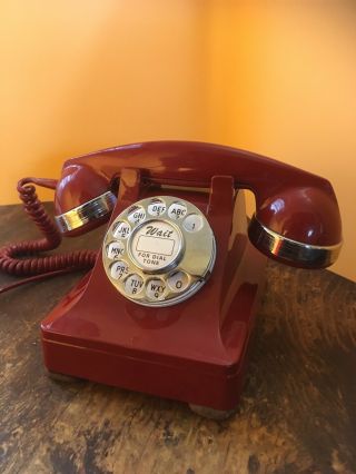 Western Electric Bell System F1 Rotary Dial Desk Phone Brick Red Telephone