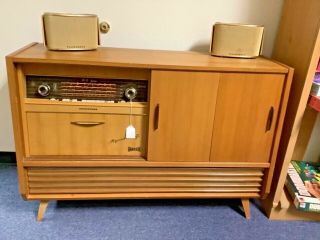 Telefunken Hymnus 5014wk Germany Console Radio Hi - Fi Stereo Turn Table Speakers