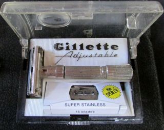1960 Fatboy Gillette Safety Razor In Case With Blades - F - 4