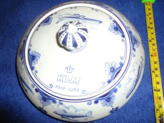 Extremely Rare Klm Delft Blue 50th Anniversary 1959 Lidded Dish