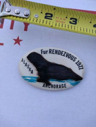 Fur Rendezvous 1971 Pin Button Pinback Rondy Alaska Anchorage Dog Race Vintage