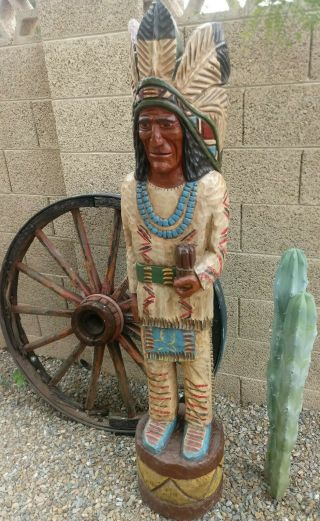 John Gallagher Carved Wooden Cigar Store Indian 5ft