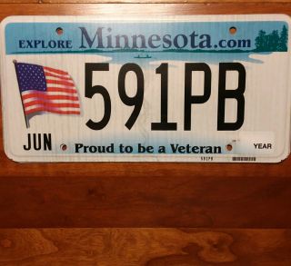 Minnesota 591pb " Proud To Be A Veteran " License Plate
