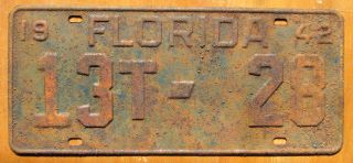 Florida 1942 Leon County License Plate 13t - 28