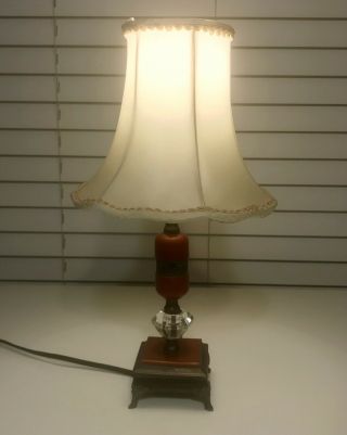 Vintage Bakelite Brown - Reddish Colored Table Lamp Base And Lamp Shade - It